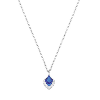 Lalique Necklace - Paon Pendant - Small Blue/Silver